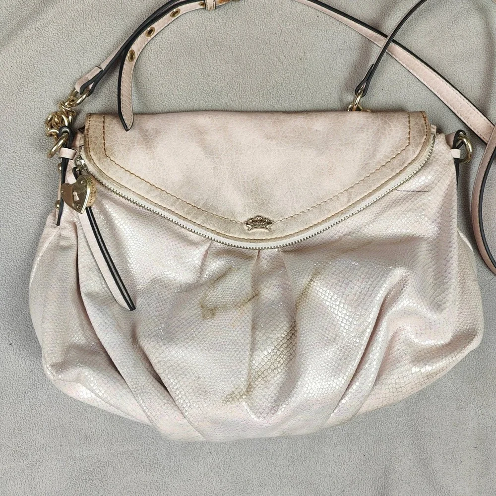 Vintage Y2K Juicy Couture Purse Pink Iridescent Metallic Snakeskin Flap‎ Purse